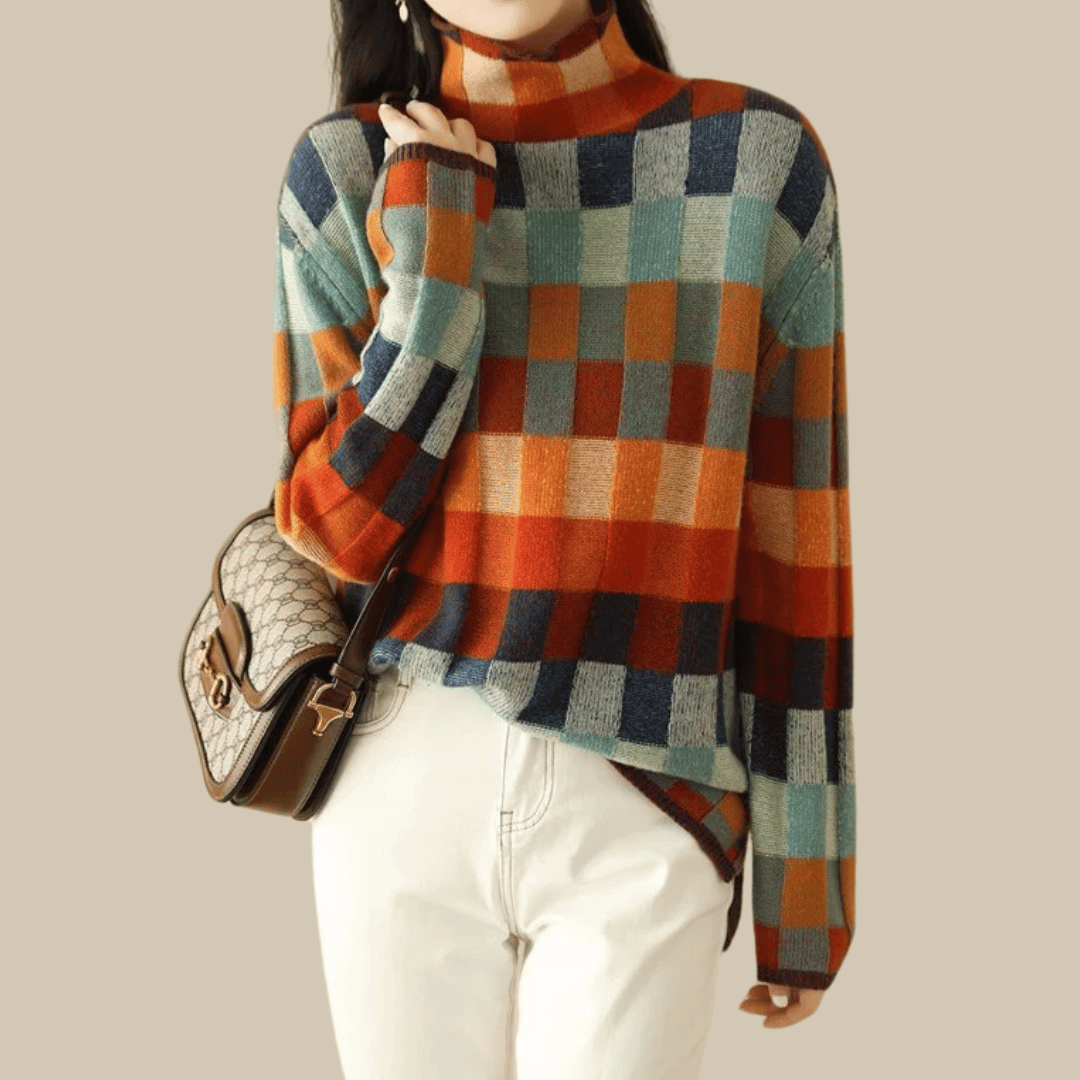 Freya | Luxe Patchwork Turtleneck Sweater