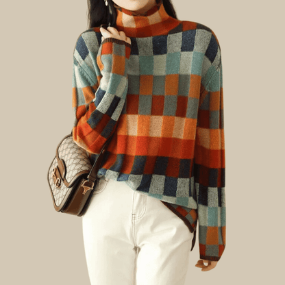 Freya | Luxe Patchwork Turtleneck Sweater