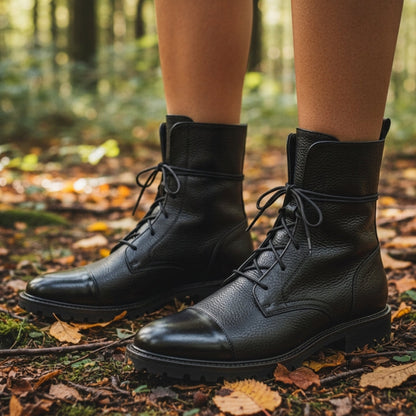 Fiona | Luxe Lace-Up Leather Ankle Boots