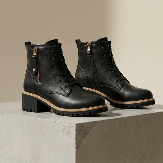 Miriam | Luxe Moto Lace-Up Boot