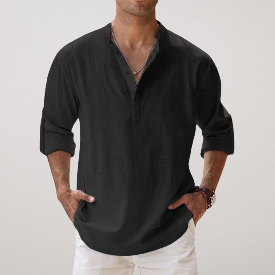 Miles | Linen Blend Henley Shirt
