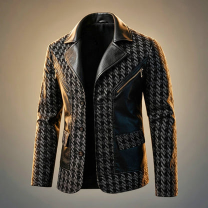 Jasper | Houndstooth Leather Blazer