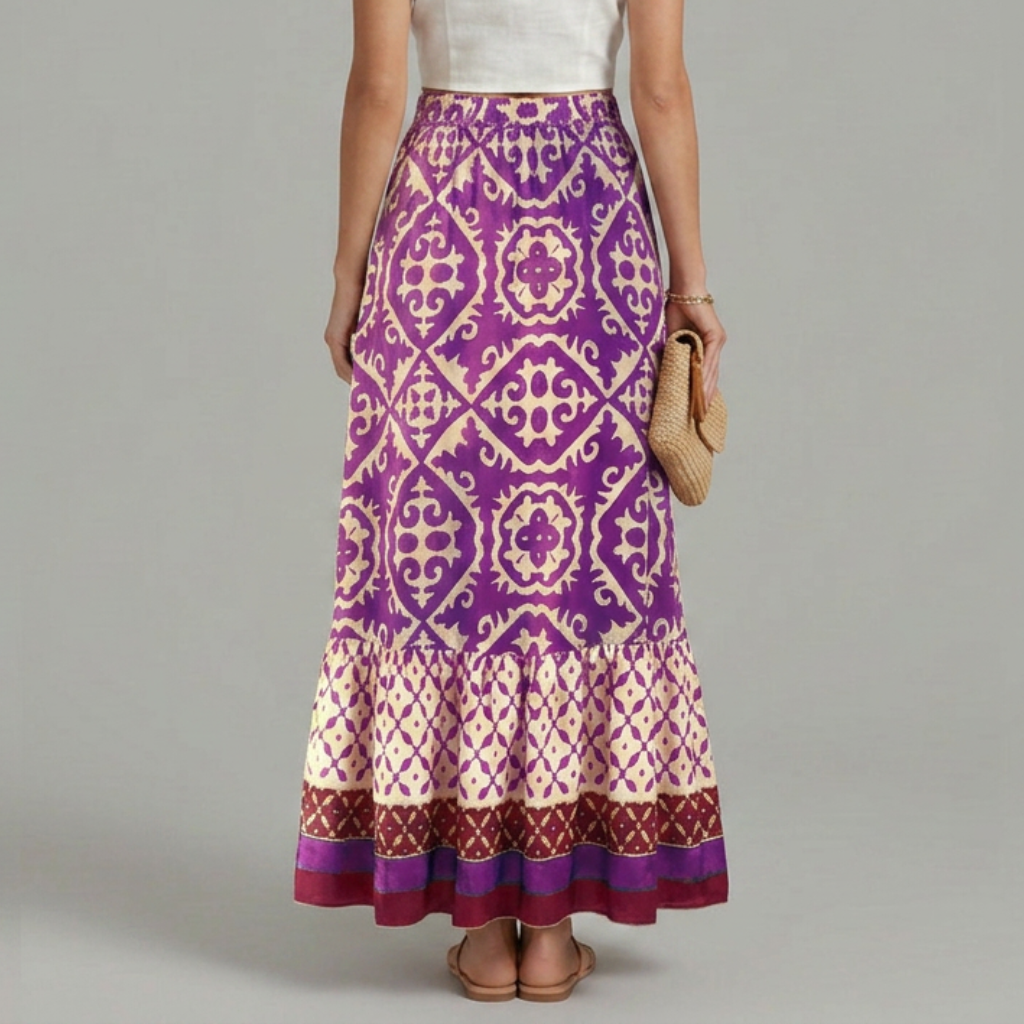 Lila | Printed Tiered Maxi Skirt with Elastic Waist
