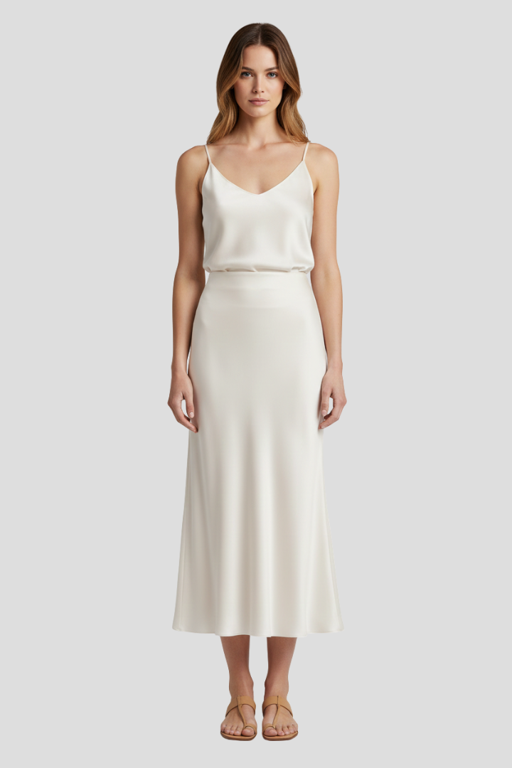 Lena | High-Waisted Draped Midi Skirt