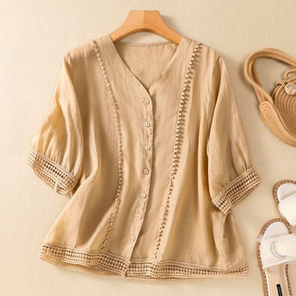 Esme | Elegant Cotton-Linen Blouse