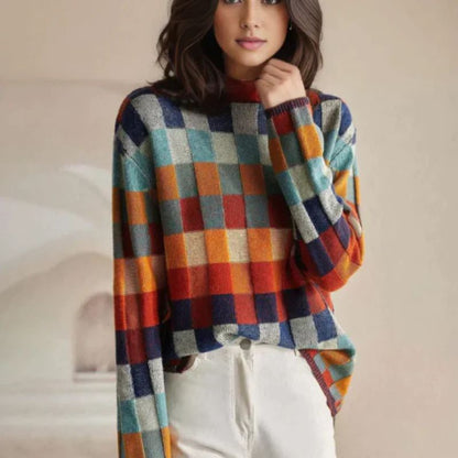 Freya | Checkered Merino Knit Sweater