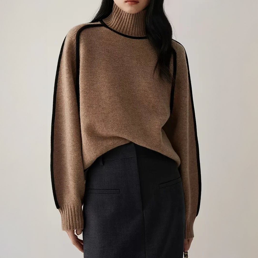 Freya | Structured Contrast Turtleneck Sweater