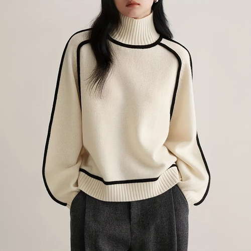 Freya | Structured Contrast Turtleneck Sweater