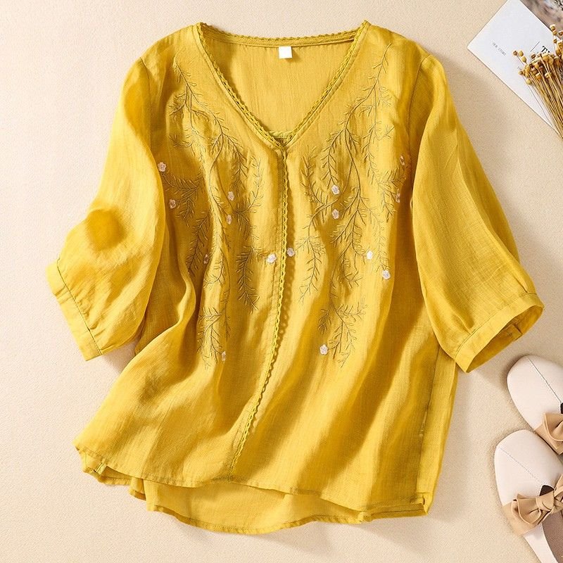 Esme | Elegant Cotton-Linen Blouse