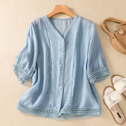Esme | Elegant Cotton-Linen Blouse
