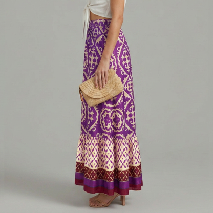 Lila | Printed Tiered Maxi Skirt with Elastic Waist
