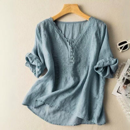 Odette | Elegant Cotton-Linen Blouse