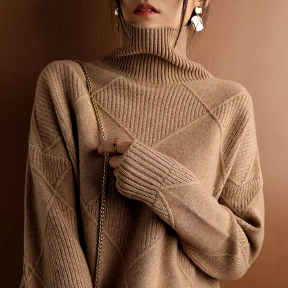 Isabella | Textured Knit Turtleneck Sweater