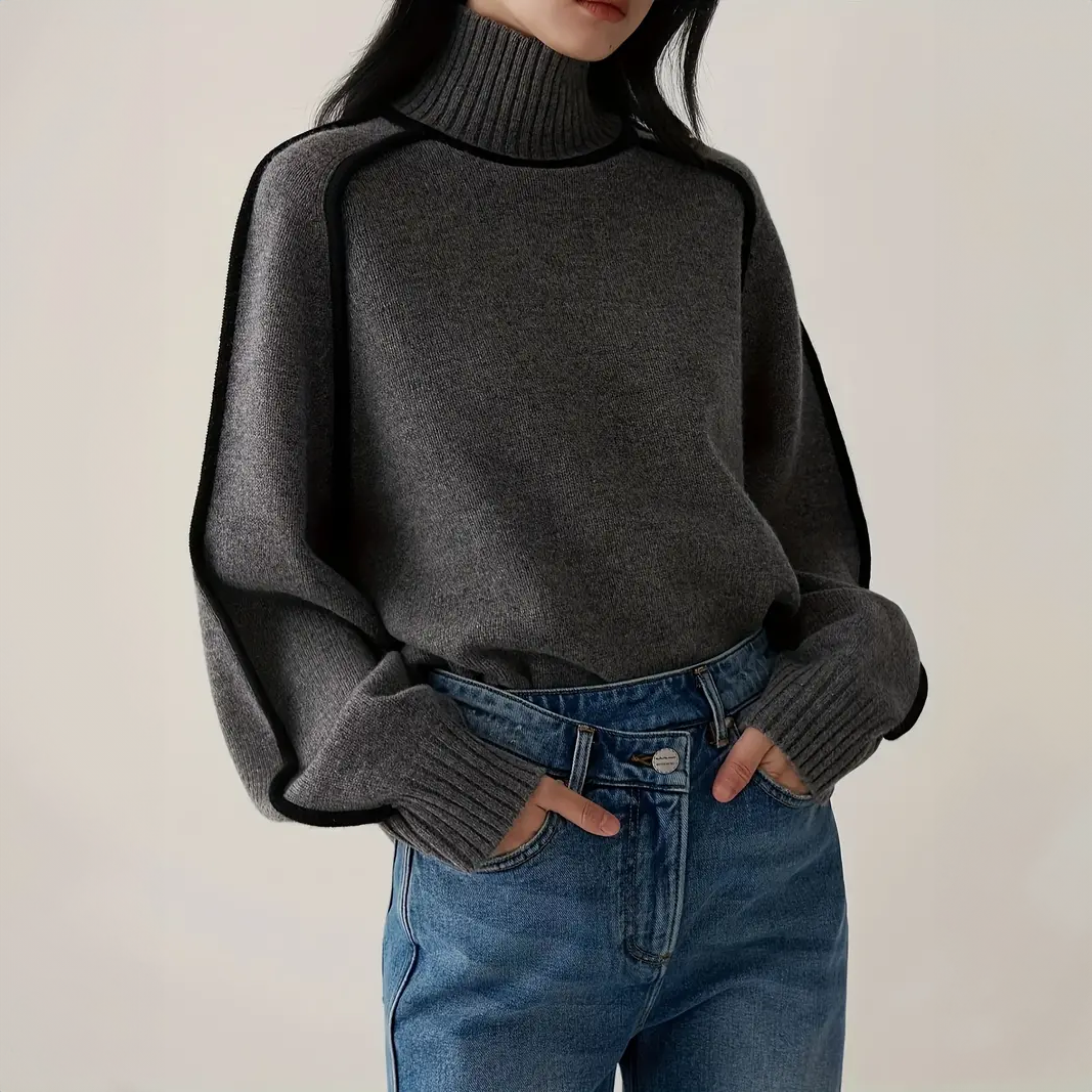 Freya | Structured Contrast Turtleneck Sweater