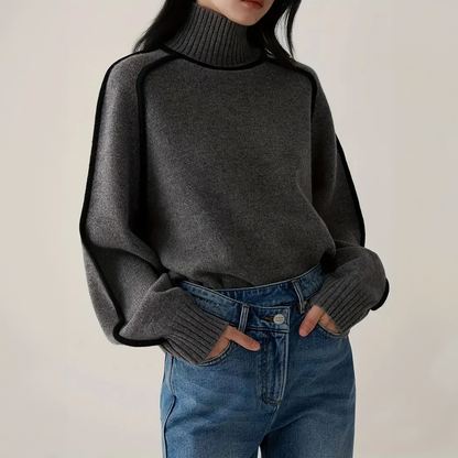 Freya | Structured Contrast Turtleneck Sweater