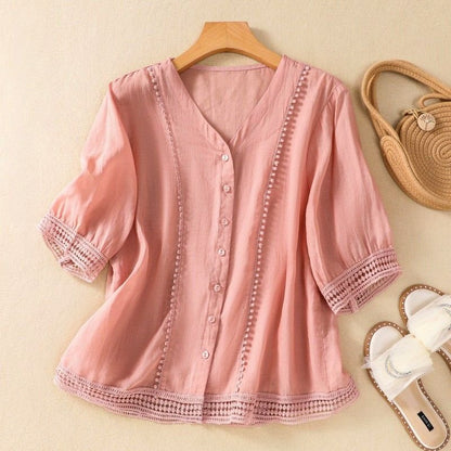 Esme | Elegant Cotton-Linen Blouse