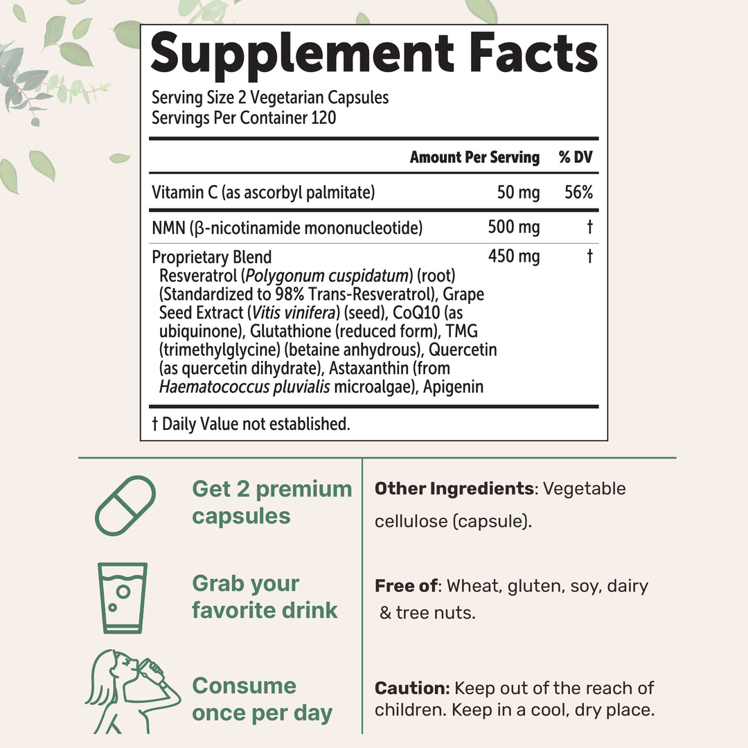 Micro Ingredients NMN Complex 1,000mg Per Serving, 120 Veggie Capsules