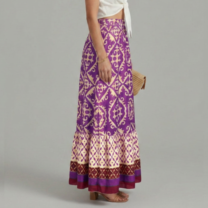 Lila | Printed Tiered Maxi Skirt with Elastic Waist
