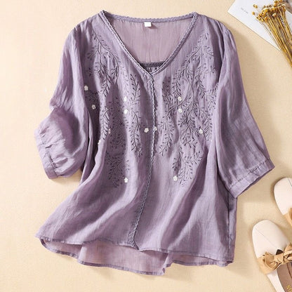 Esme | Elegant Cotton-Linen Blouse