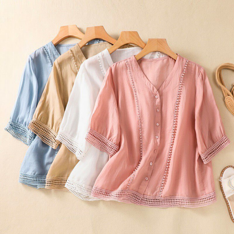 Esme | Elegant Cotton-Linen Blouse