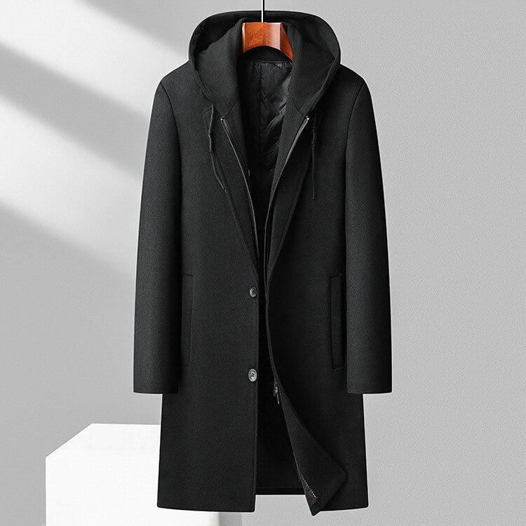 Hugo | Luxe Virgin Wool Hooded Overcoat