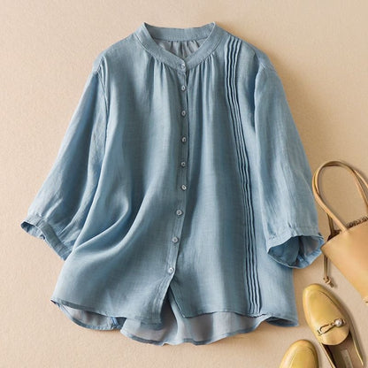 Ines | Chamomile Cotton-Linen Blouse