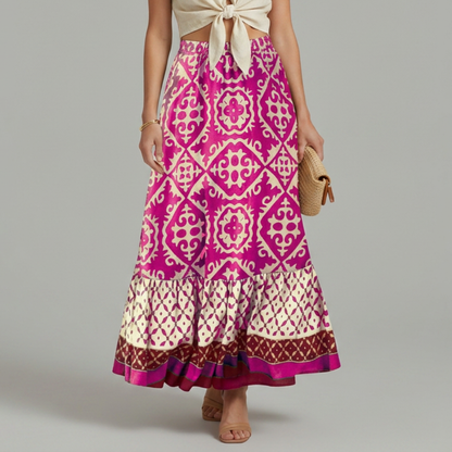 Lila | Printed Tiered Maxi Skirt with Elastic Waist