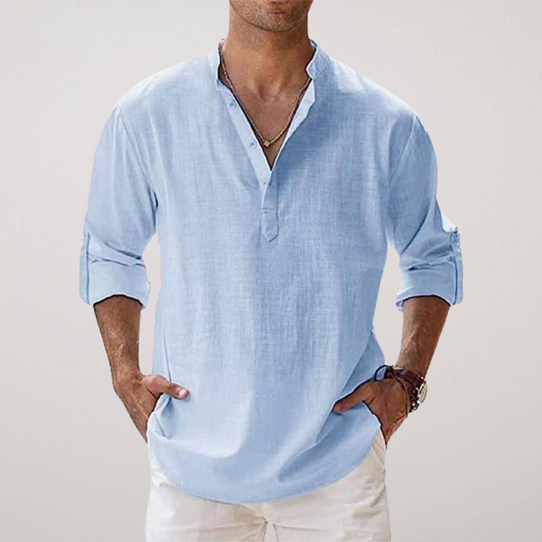 Miles | Linen Blend Henley Shirt