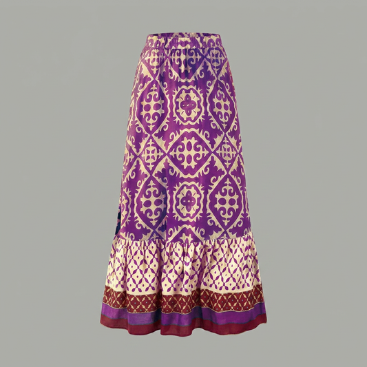 Lila | Printed Tiered Maxi Skirt with Elastic Waist