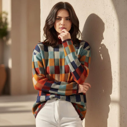 Freya | Checkered Merino Knit Sweater