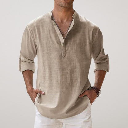 Miles | Linen Blend Henley Shirt