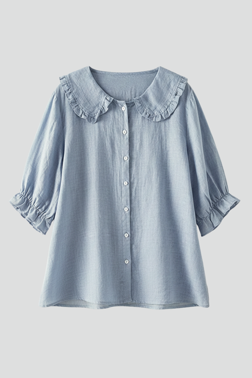 Lila | Ruffled Collar Button-Up Shirt