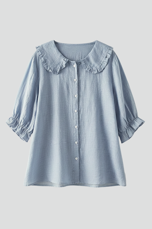 Lila | Ruffled Collar Button-Up Shirt
