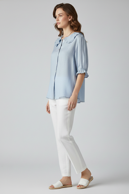 Lila | Ruffled Collar Button-Up Shirt