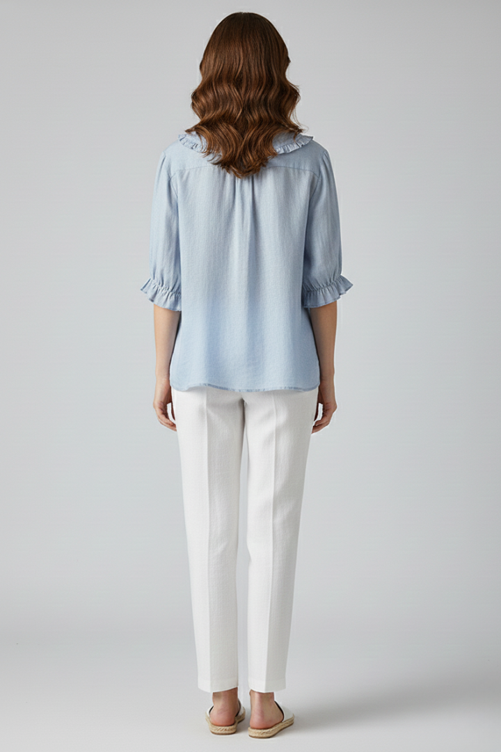 Lila | Ruffled Collar Button-Up Shirt