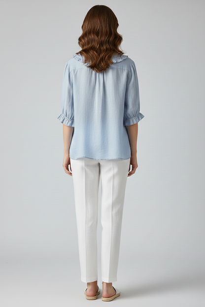 Lila | Ruffled Collar Button-Up Shirt