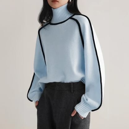 Freya | Structured Contrast Turtleneck Sweater