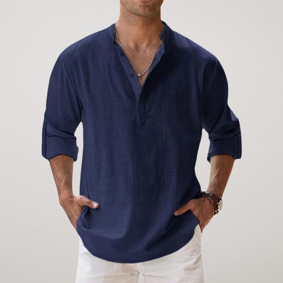 Miles | Linen Blend Henley Shirt