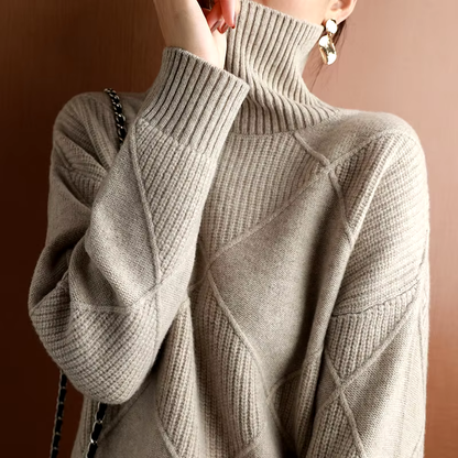 Isabella | Textured Knit Turtleneck Sweater