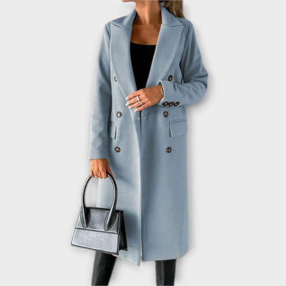 Ava | Elegant Black Wool Trench Coat for Women