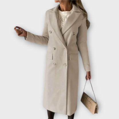 Ava | Elegant Black Wool Trench Coat for Women