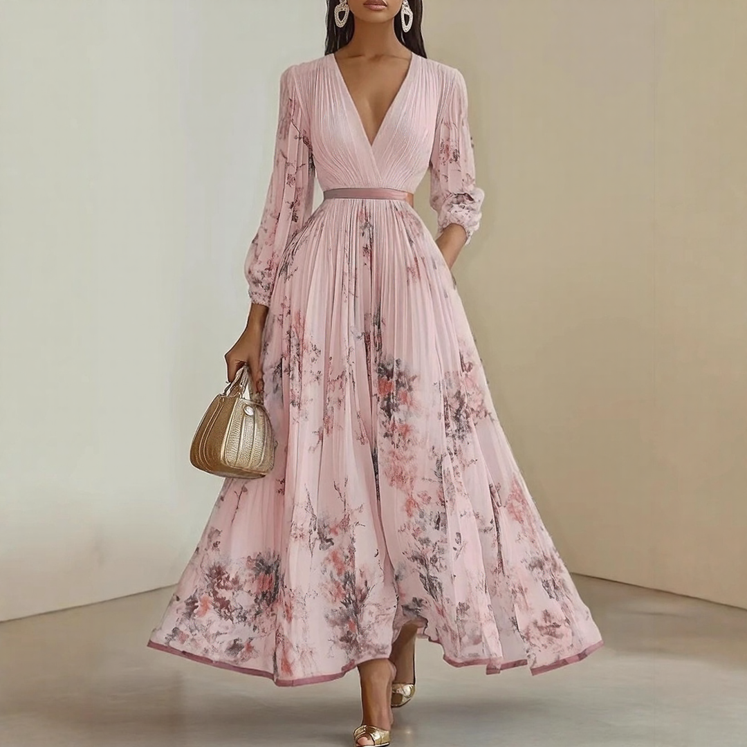 Ava | Elegant Floral Long Sleeve Maxi Dress for Women