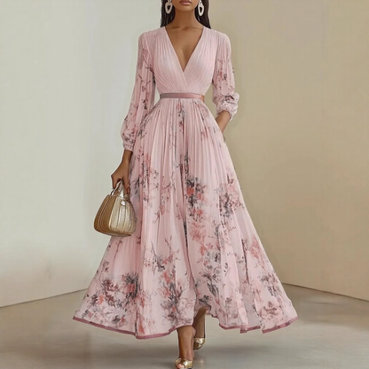 Ava | Elegant Floral Long Sleeve Maxi Dress for Women