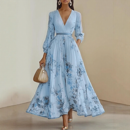 Ava | Elegant Floral Long Sleeve Maxi Dress for Women