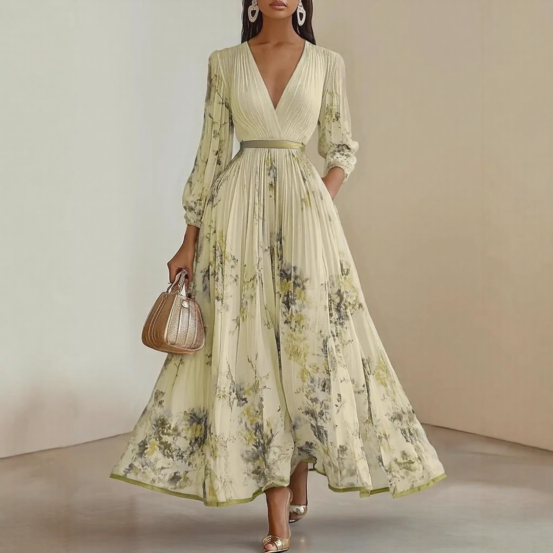 Ava | Elegant Floral Long Sleeve Maxi Dress for Women