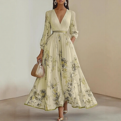 Ava | Elegant Floral Long Sleeve Maxi Dress for Women