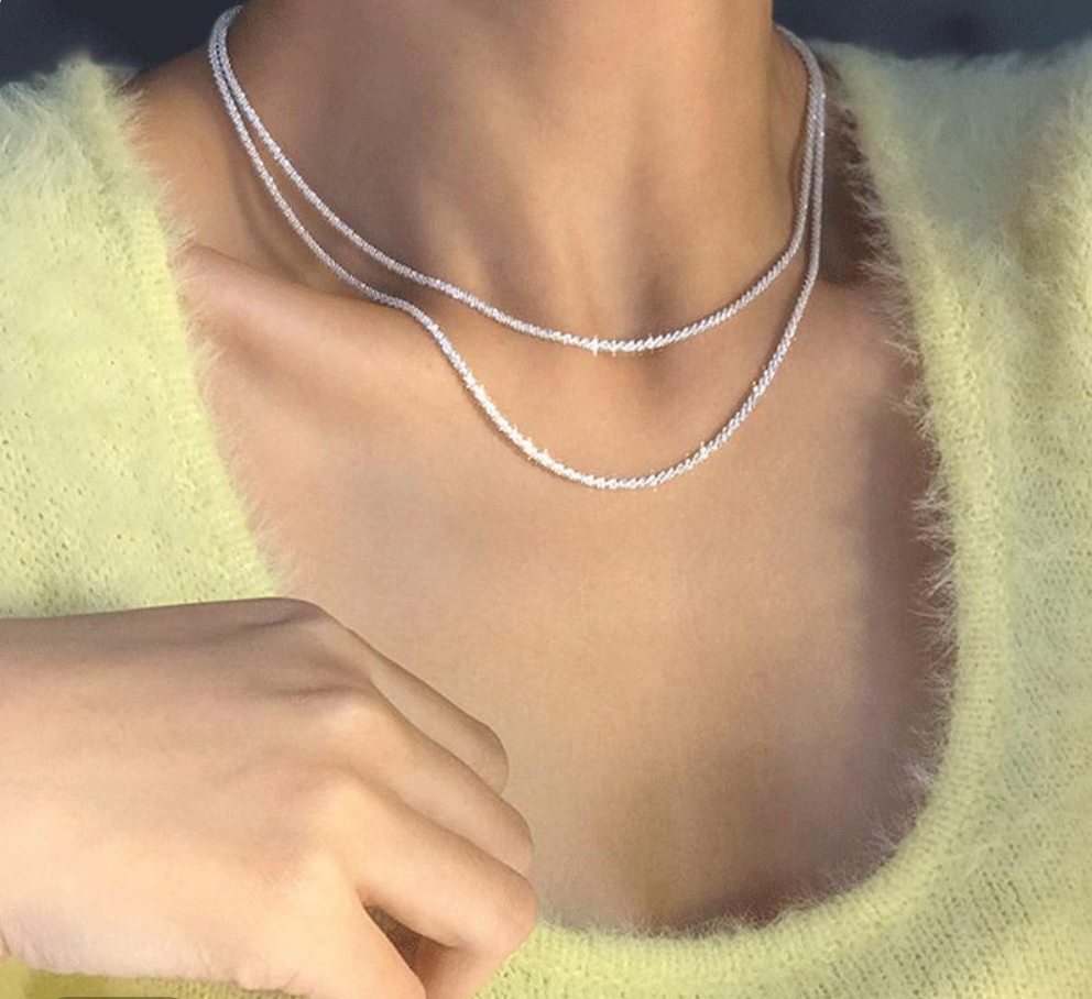Elegant Layered Necklace Set in Silver
