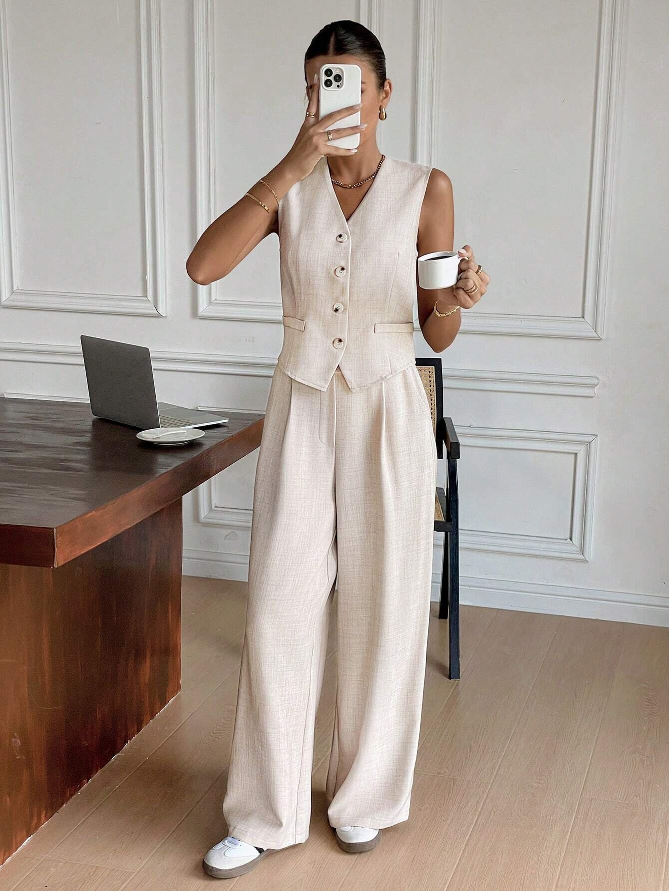 Ava | Elegant Tailored Women's Suit with Wide-Leg Pants