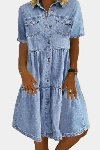 Ava | Stylish Comfortable Denim Midi Dress