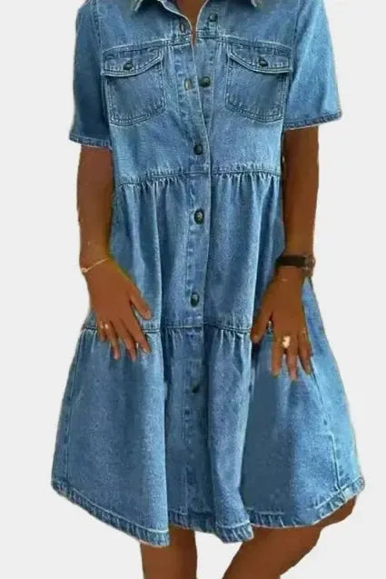 Ava | Stylish Comfortable Denim Midi Dress
